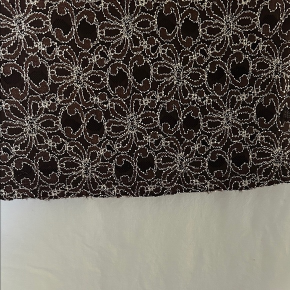 Studio Y Chocolate Brown Lace-Trim Hook-Front Tank with Silver Floral Embroidery - Picture 3 of 5